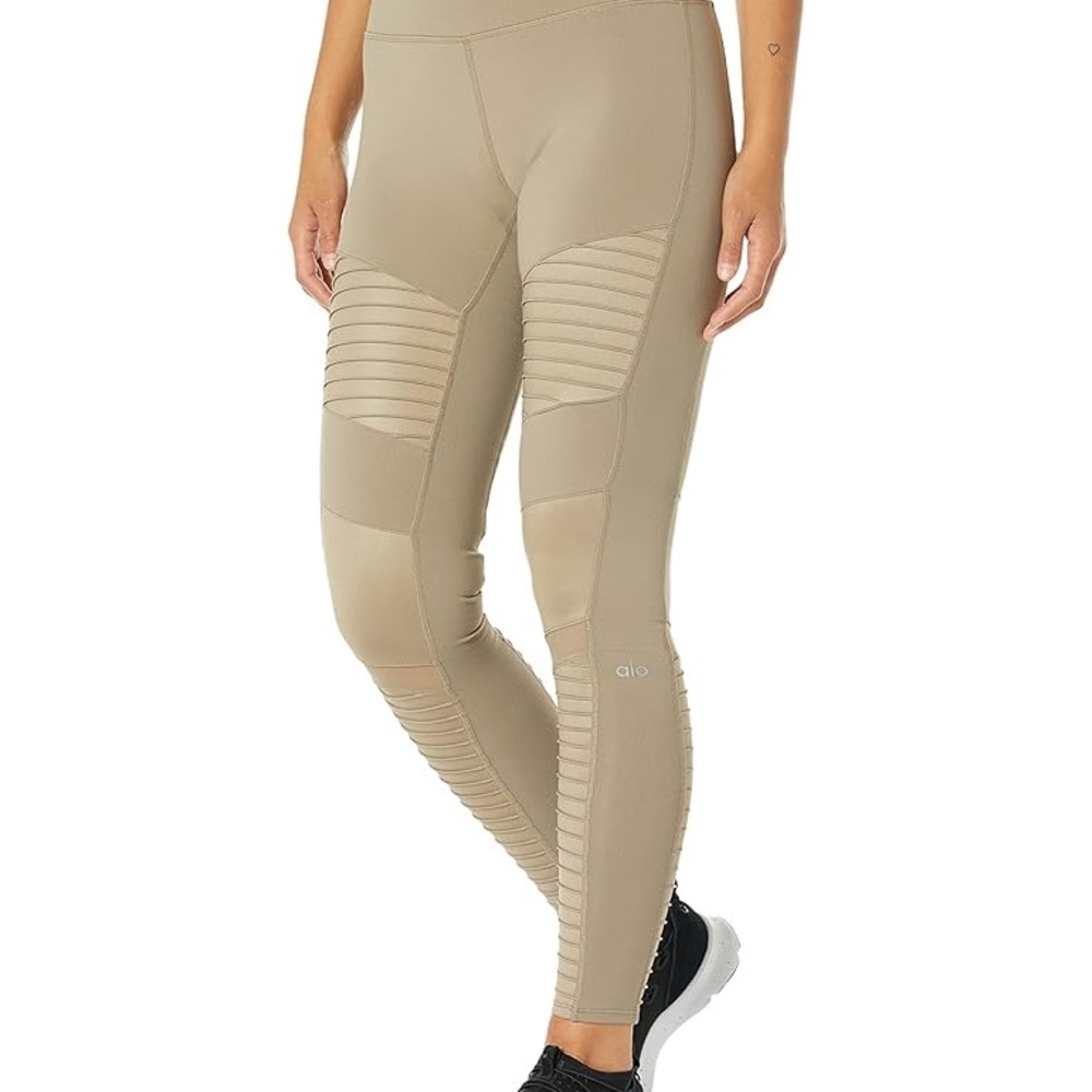 Alo Yoga Tan High-Waist Moto Leggings